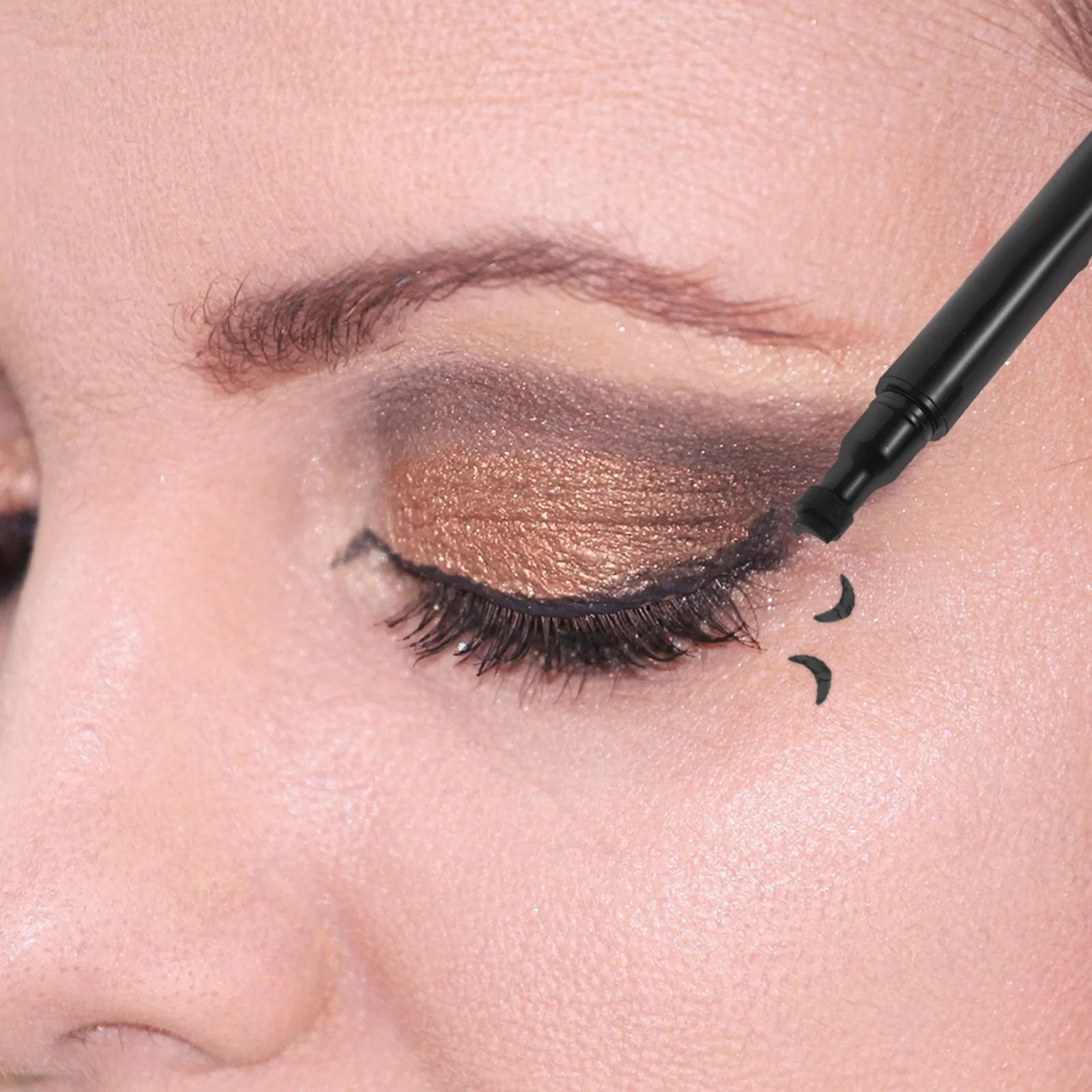 Double Ended Zwarte Waterdichte Eyeliner Pen Langdurige Vloeibare Eyeliner Stempel Smudge Proof Make-up Eyeliner Potloden