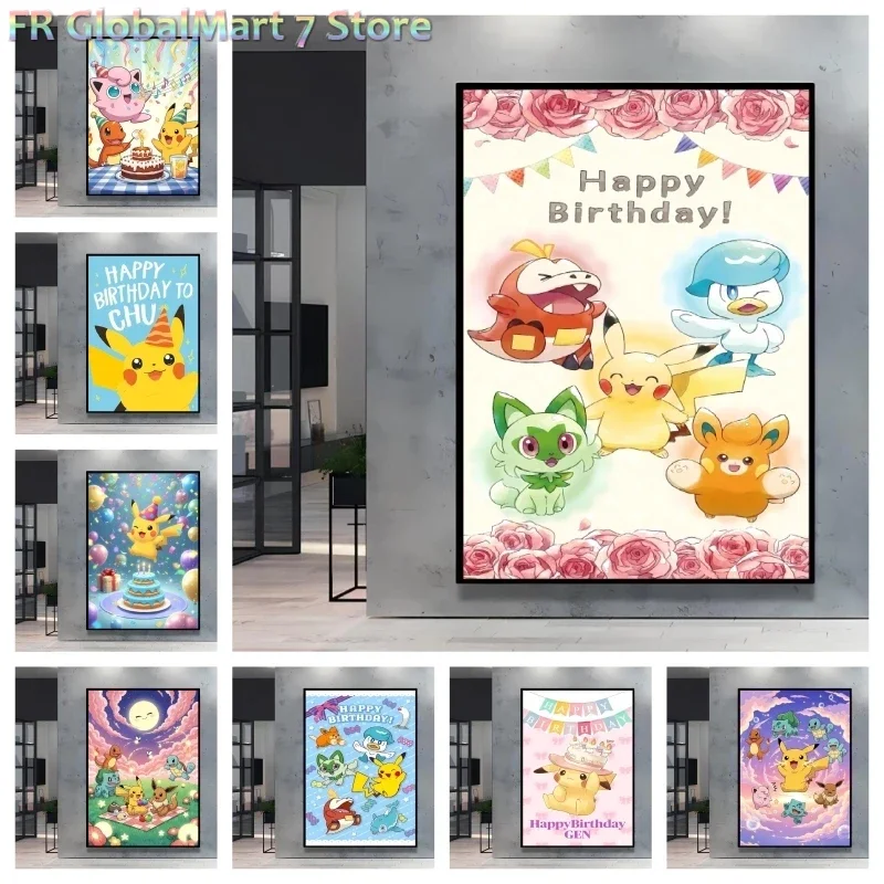 Hot Anime Canvas Poster Pokemon Pikachu Cute Cartoon Characters High Quality Home Child Room Decoration Paintings Birthday Gi