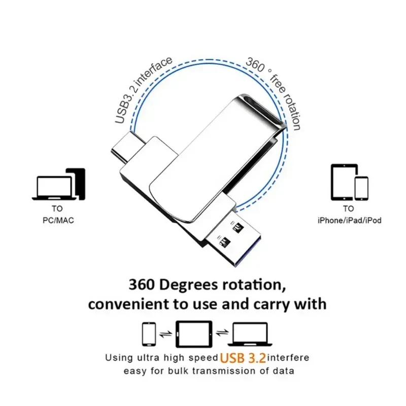 샤오미 고속 전송 USB 3.2 플래시 드라이브, 금속 펜드라이브 메모리, U 디스크, 방수 휴대용 펜 스틱, 16TB