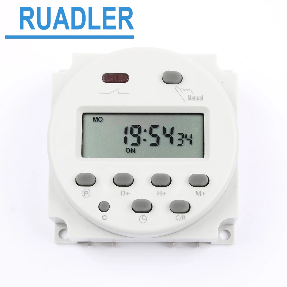 No Lock AC DC 12V Round Digital LCD Power Timer Weekly Programmable Electronic Time Relay Switch 8A TO 16A CN101 Weekly