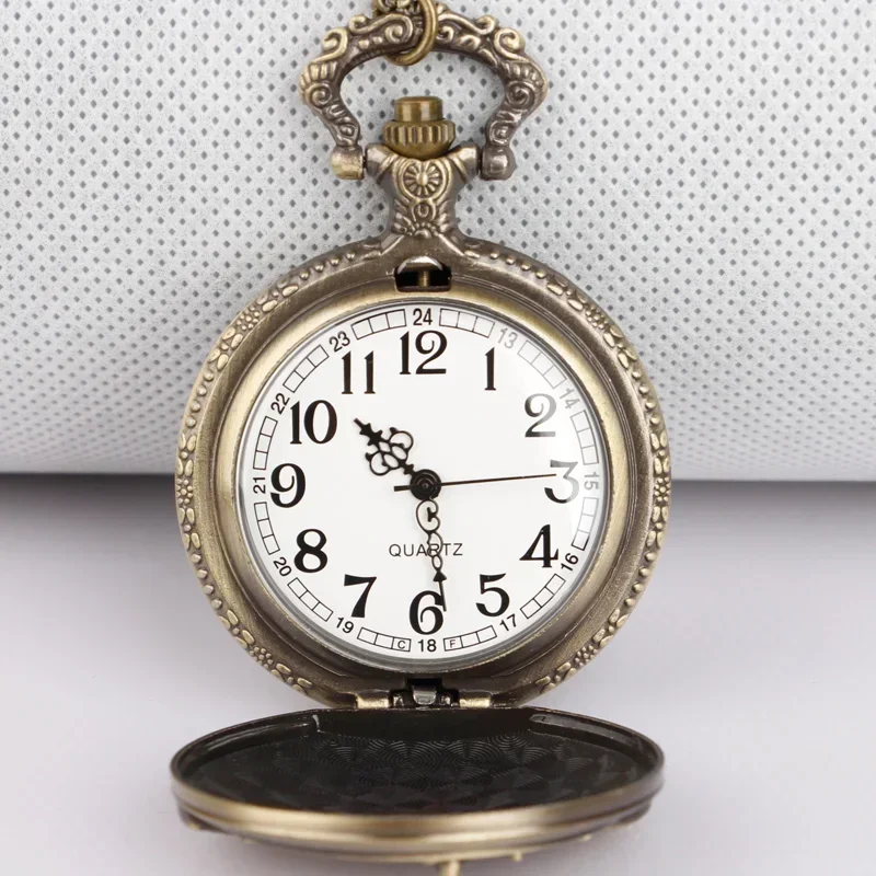 Requintado marrom popular motocicleta bronze quartzo relógio de bolso pingente corrente charme presentes ideais para homens mulheres colecionadores