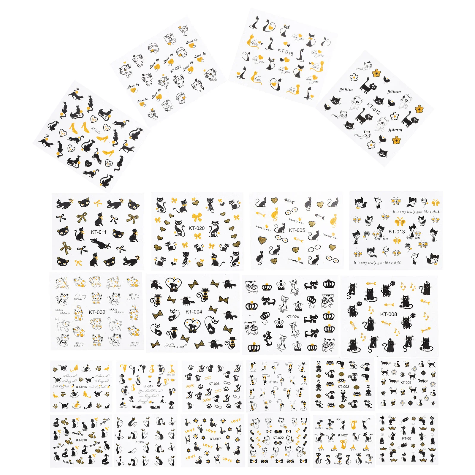 16 Stück falsche Nagelaufkleber, Kätzchen-Aufkleber, entzückende Tier-Maniküre zum Selbermachen