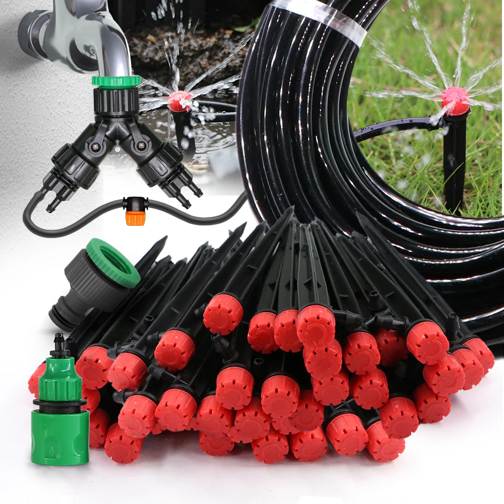 

Drip Irrigation System 1/4'' Hose Kit Adjustable 13CM Sprinkler Kit for Garden Flowers Greenhouse Vegetable Indoor Pots System