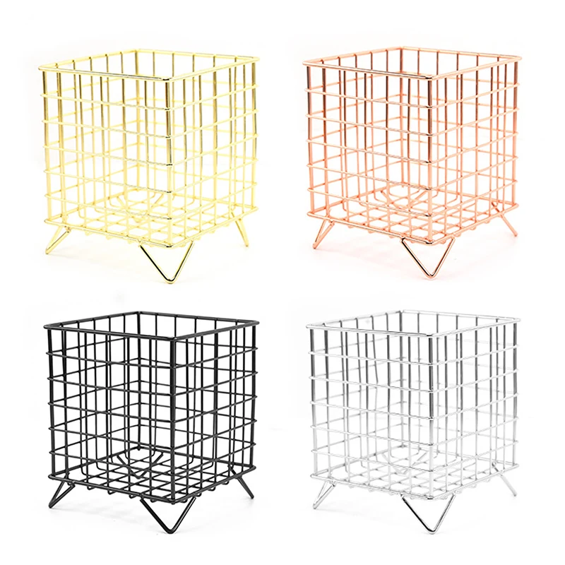 

1pc Iron Storage Rack Desktop Storage Basket Cosmetic Makeup Storage Box Stationery Storage Rack Desk Organizer