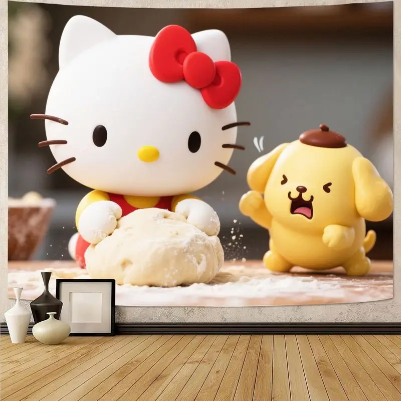 

1 шт. Sanrio Hello Kitty Pompompurin для выпечки Kawaii полиэстер гобелен Настенный декор для спальни гостиной общежития подарок для фанатов