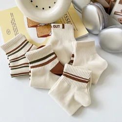 Mens Socks Breathable Beige Crew Ankle Socks Male Spring Summer Low Cut Socks Short Cotton Striped Soks Spring Summer Sox 2023