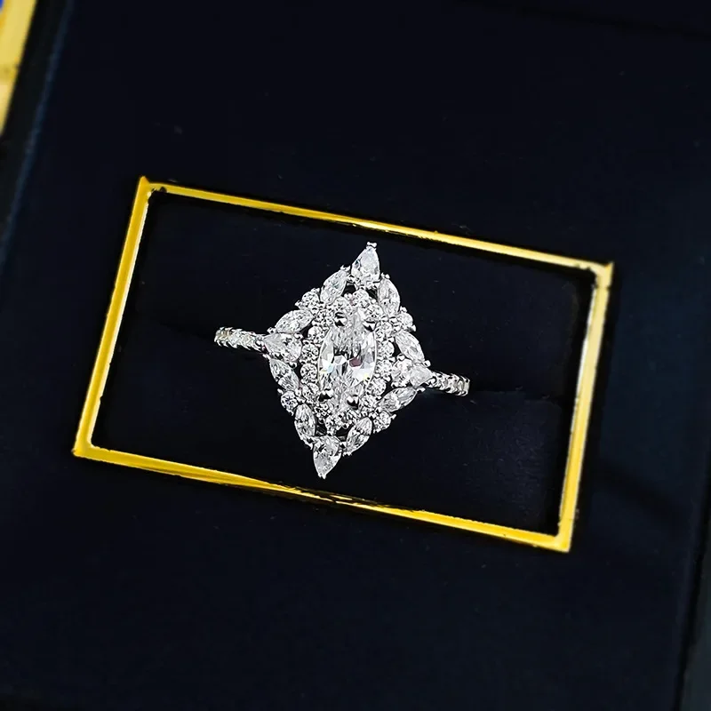 

Новое серебряное кольцо S925 с конским глазом и бриллиантами, роскошное индивидуальное кольцо, винтажный модный стиль для поездок на работу. Ювелирные изделия