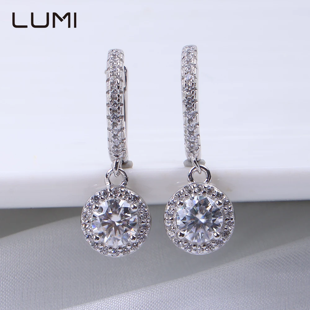 

Серьги LUMI из серебра 925 пробы с муассанитом 0,5-1 карата — супер красивые женские пряжки для ушей, блестящие роскошные свадебные аксессуары