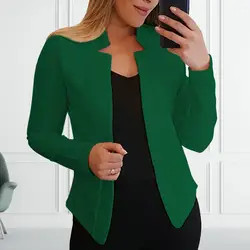 Fashion Autumn Blazer Solid Color Lightweight Women Open Front Casual Jacket Blazer  Anti-fade Women Blazer Streetwear