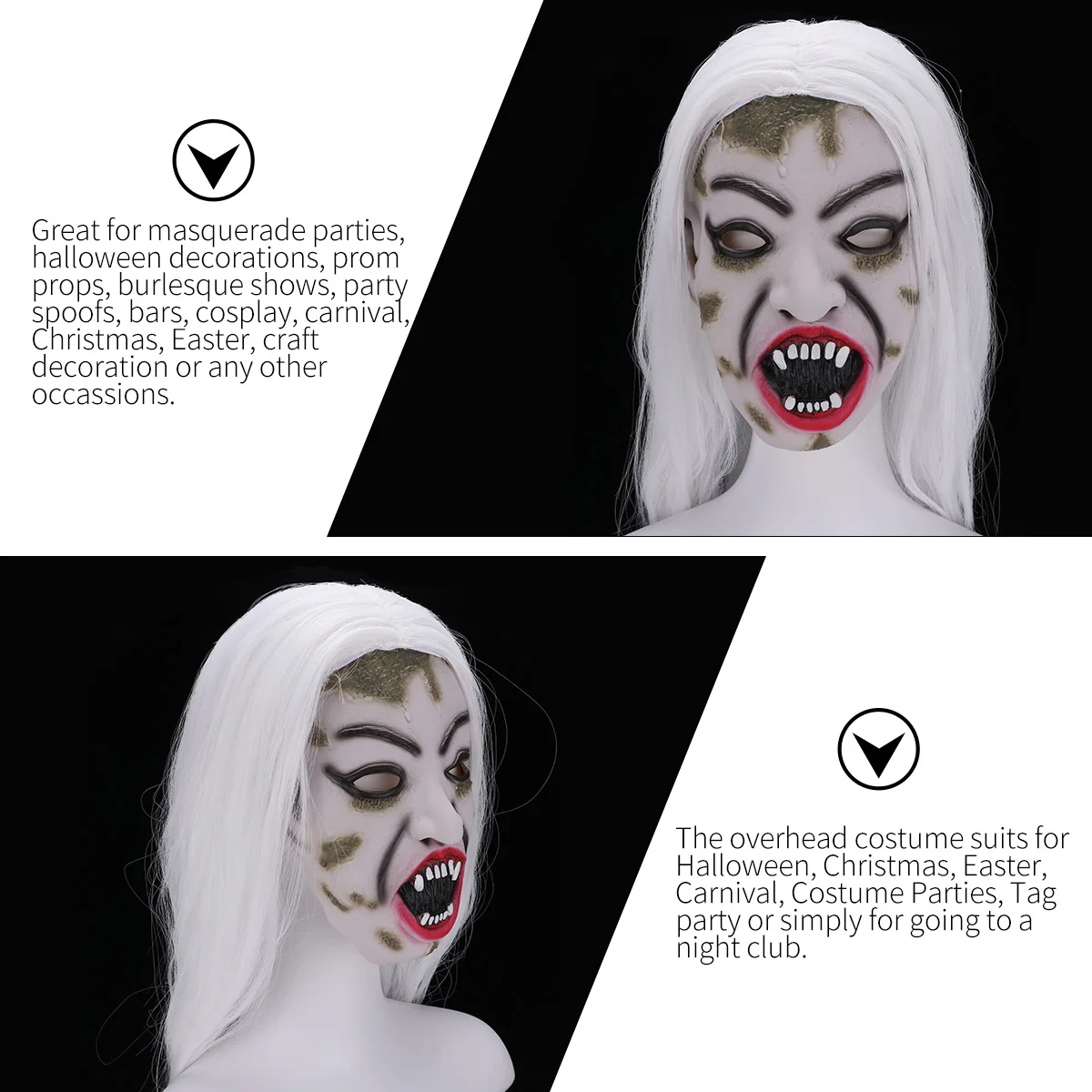 

Grimace Mask Scary Costume Zombie Horror Ghost Emulsion Latex Witch Creative Halloween