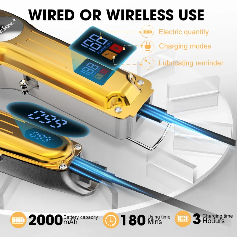 ماكينة قص الشعر الكهربائية من SEJOY للرجال، ماكينة حلاقة لاسلكية احترافية قابلة لإعادة الشحن، ماكينة تشذيب اللحية، مجموعة أدوات تشذيب العرض LED #3