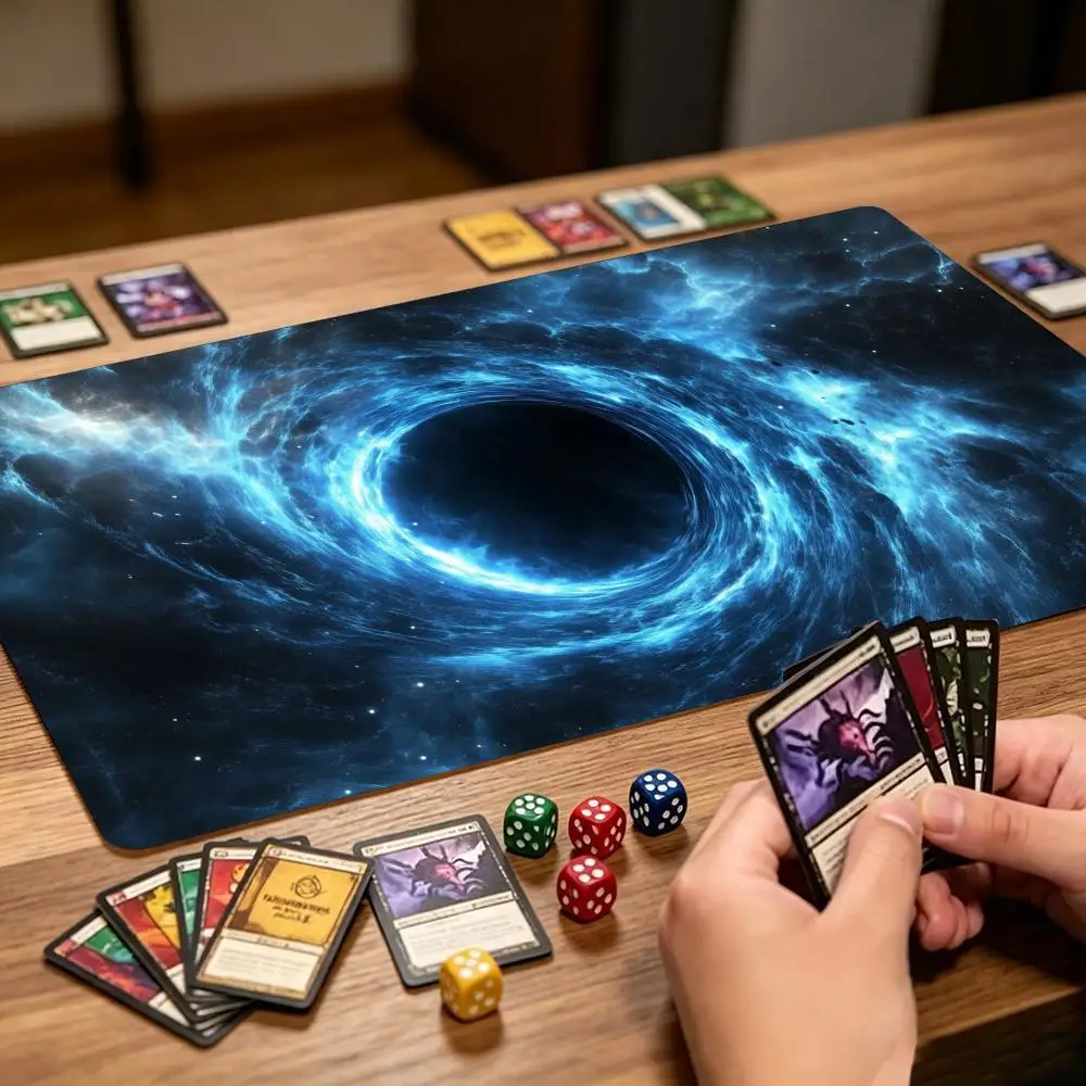 Cosmic Black Hole Galaxy Game Playmat Non Slip Rubber Extended Table Mat For Trading Card Game Tabletop Gaming Collection