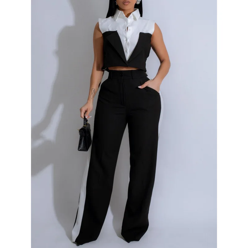 

Шикарный комплект из двух предметов: летний блейзер без рукавов, офисный стиль, повседневный рабочий костюм, легкий и дышащий.