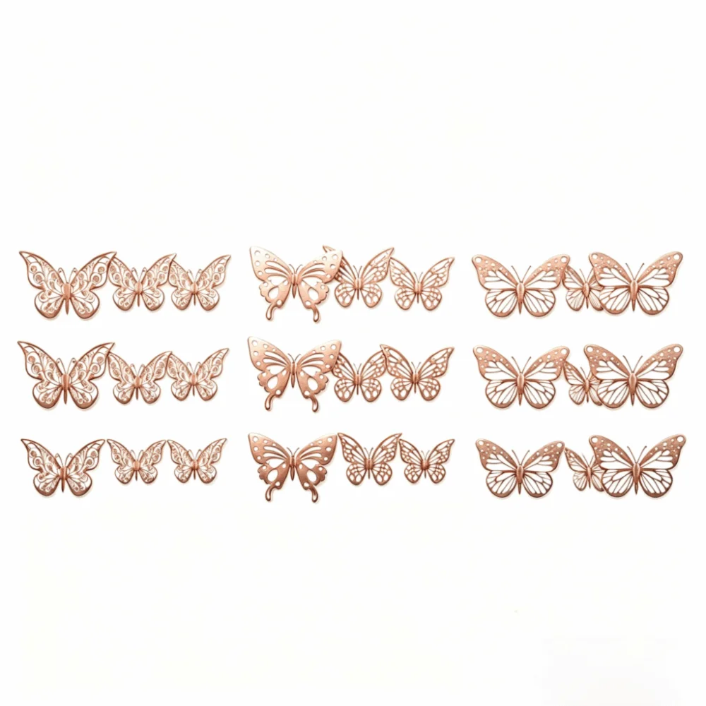 72Pcs Hollow Design Butterfly Wall Stickers Easy Cleaning 3 sizes 3D Butterfly Wall Decor Vivid Color DIY Decorative Stickers
