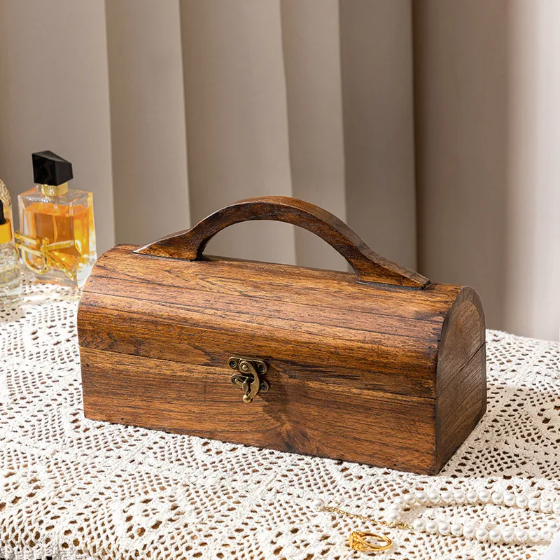Southeast Asian Teak Jewelry Box Vintage Solid Wood Storage Case Earrings Necklaces Organizer Multifunctional Decorative Box