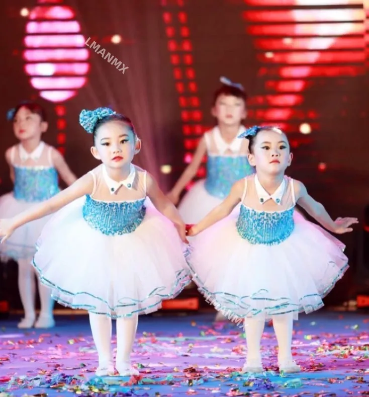 children's-hosting-performance-costume-fluffy-skirt-kindergarten-sequin-dance-girls'-princess-dress