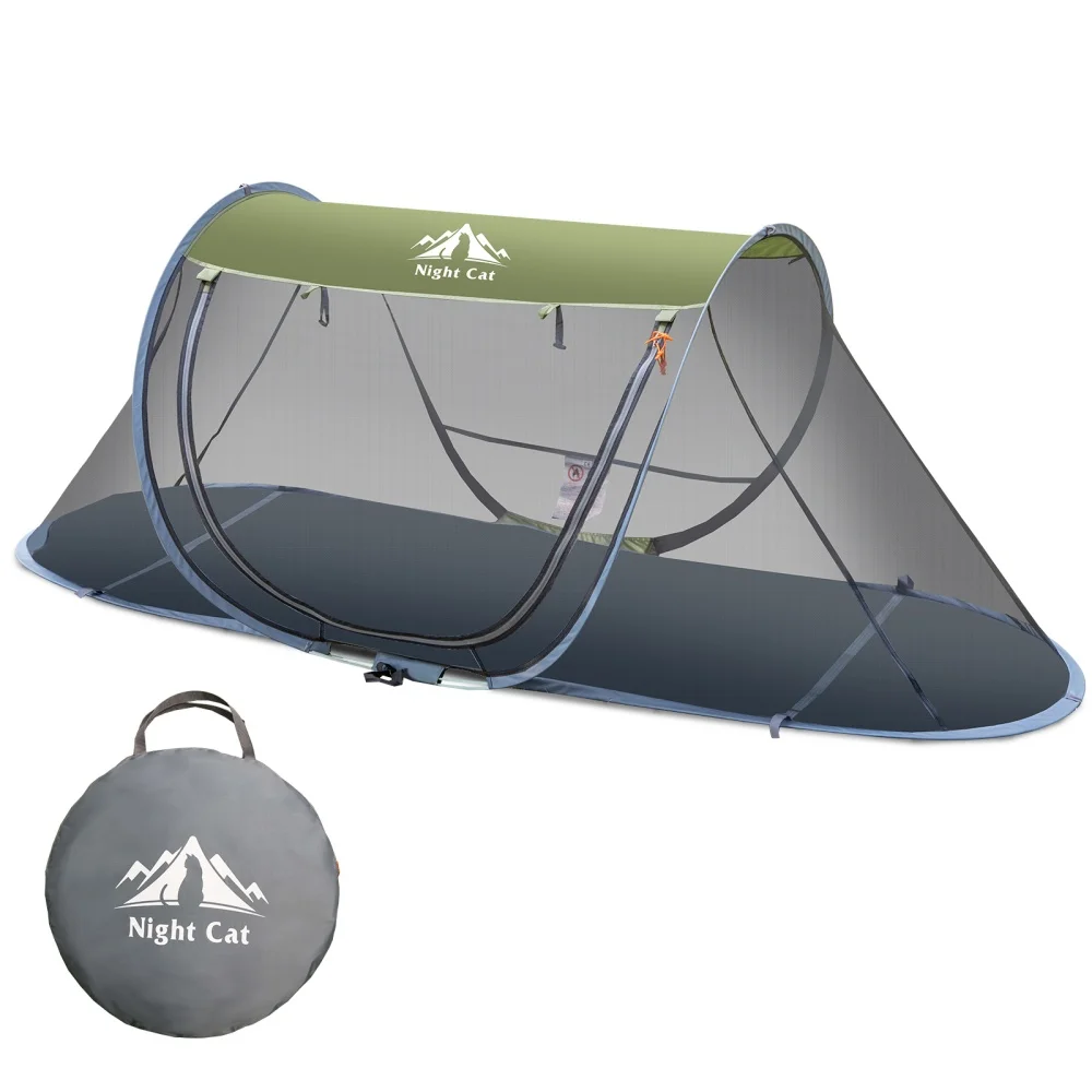 Night Cat Pop-up Mosquito Tent: 1 Person Camping Tent with Bug Screen Net Adults Fits for Camping Cot (Excluded)