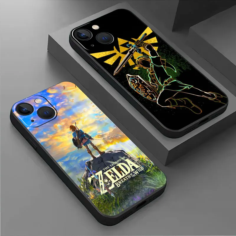 Black Case For iPhone 14 15 Pro Max 13 XR SE 2020 12 Mini 6 6S X XS 11 Pro 7 8 Plus Soft Phone Cover Hot Retro Game Zeldas