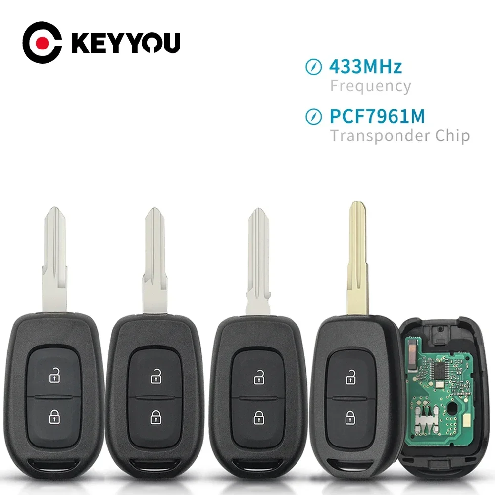 

KEYYOU 3PCS 2BTN Remote Key for Renault Sandero Dacia Logan Lodgy Dokker Duster Trafic Clio 4 Master 3 Megane PCF7961M Chip