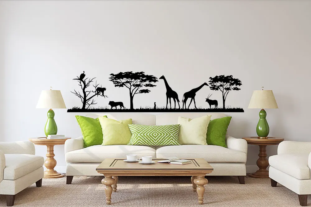 African Safari Wall Decal Jungle Vinyl Stickers Decals Home Decor Animal  Wall Vinyl Decal  Nursery Decor Room Decoration 3117