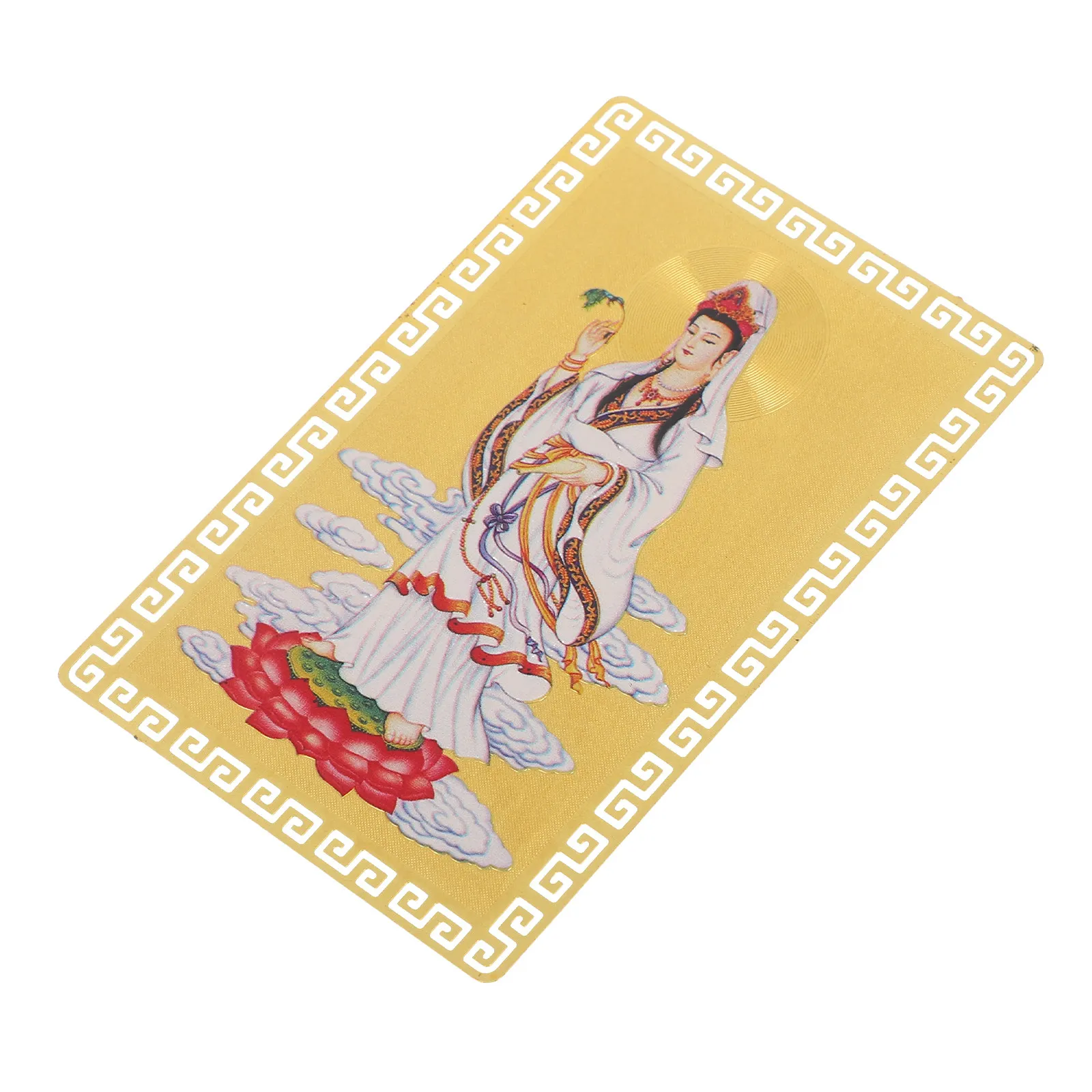 Guanyin Amulet Card Chinese Metal Luck Charm for Wealth Success Career Boost Wallet Purse Home Office Protection Fortune