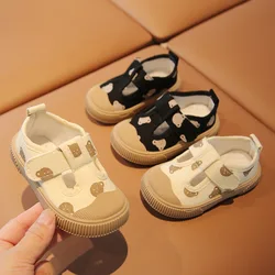 Baby Shoes Spring New Cute Bear Toddler Shoes for Girls Boys Children Newborn Canvas Flats Kids Fashion Soft Sole Casual Shoes