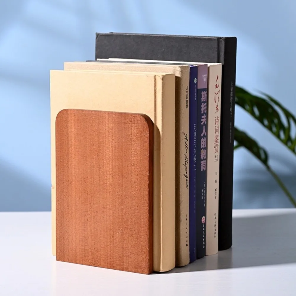 Minimalist Solid Wood Wooden Bookends Anti-Slip Desk Book Organizer Wood Book Stoppers Detachable Book Supports Gift