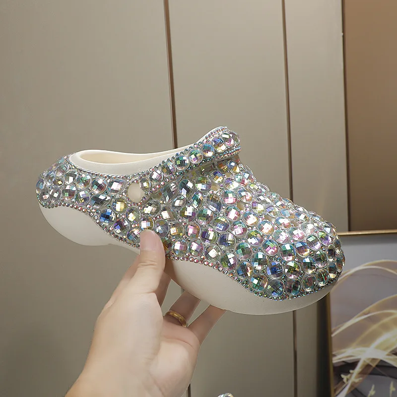 Rhinestone Luxury Designer Sandals Women Summer EVA Cloud Slides Women Colored Diamond Flip Flops Shiny Jeweled Platform Sandals