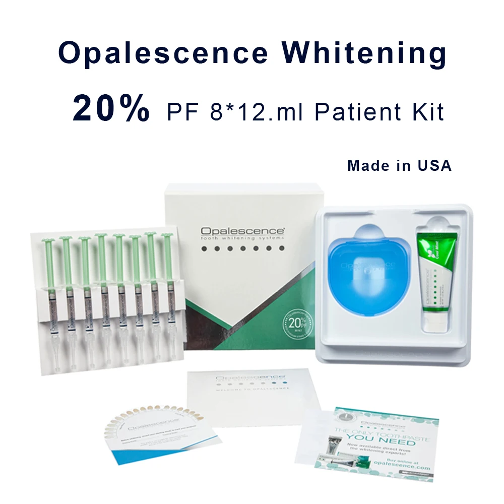 Opalescence Whitening 20% PF 20 16 Gel Kit 8x1.2ml Ultradent Patient Set At Home Professional Bleach Opalesc 16% Dental Material