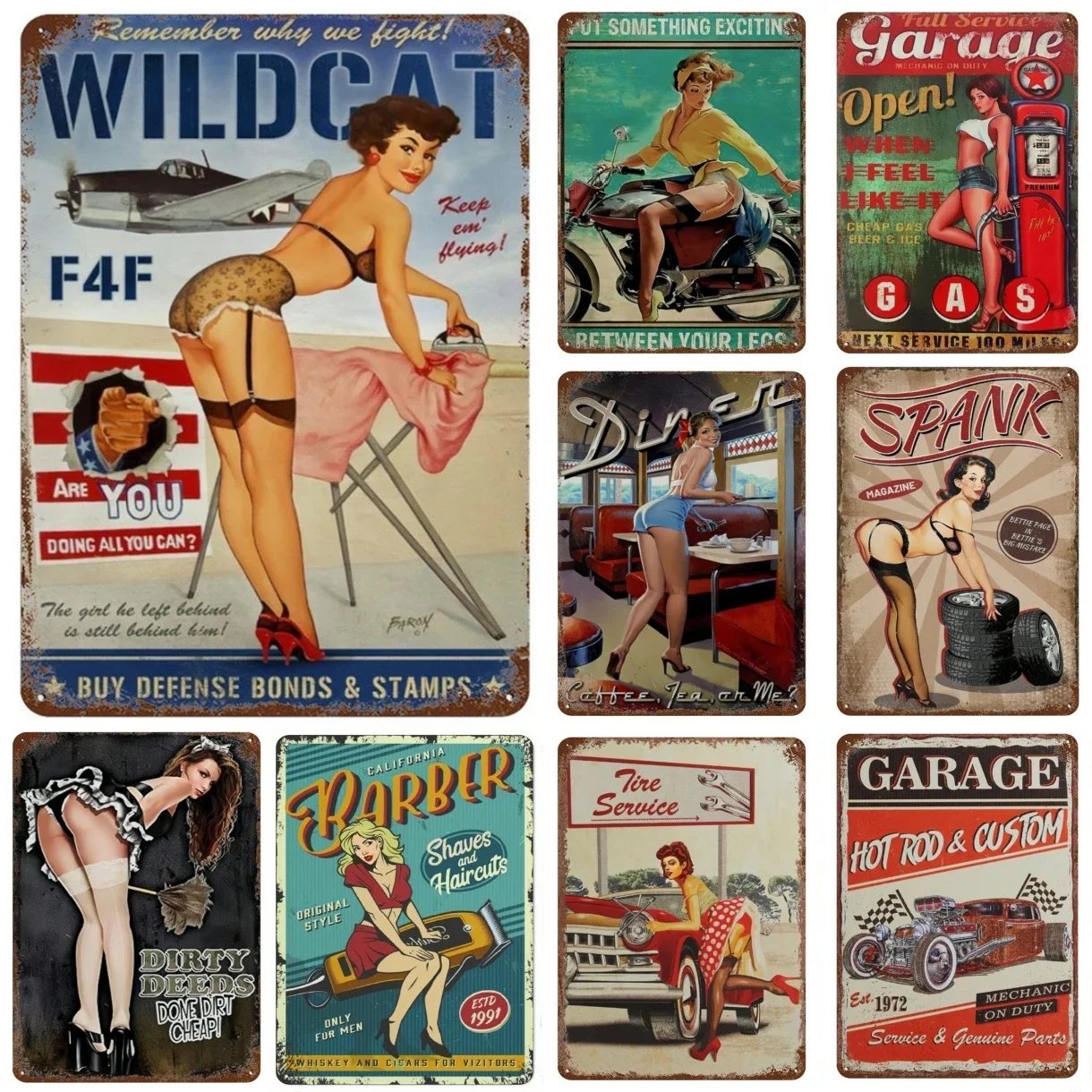 Vintage Metal Tin Sign Midnight Lounge Pin Up Girl for Home Gas Bar Pub Kitchen Garage Restaurant Wall Deocr Plaque Signs