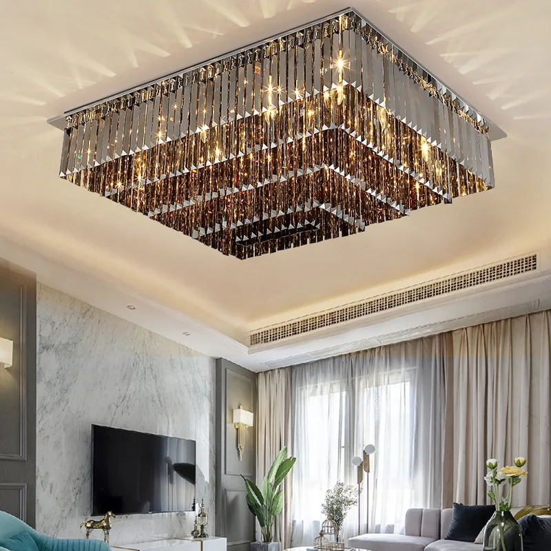 

2025 Modern Black Crystal Ceiling Light Luxury Bedroom Lamps Living Room Lustre Home Decor Led Ceiling Chandelier Home Appliance