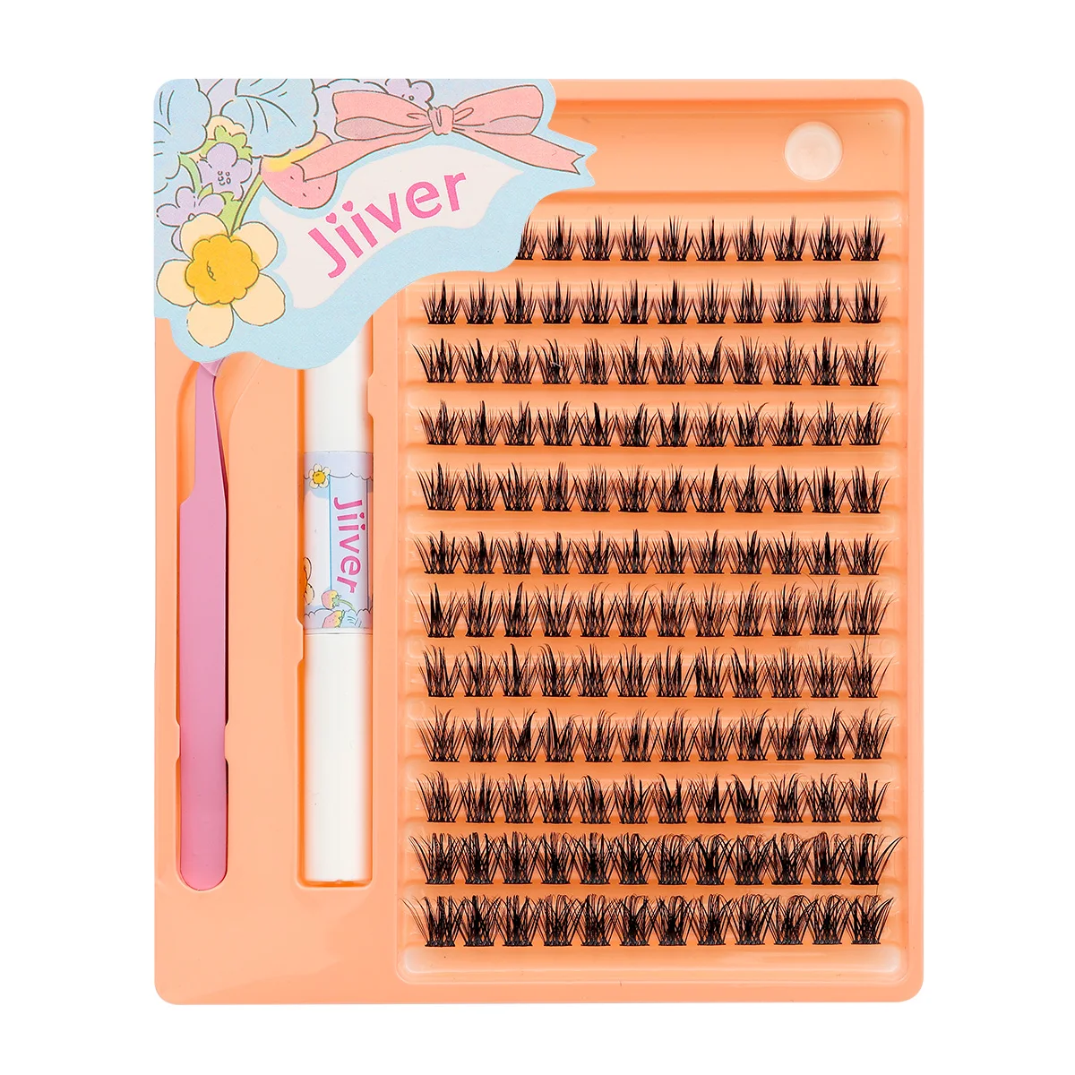 144pcs DIY Eyelash Extension Kit Individual Lashes Cluster C Curl, 10-16mm Mix Lash Clusters with Lash Bond and Tweezers