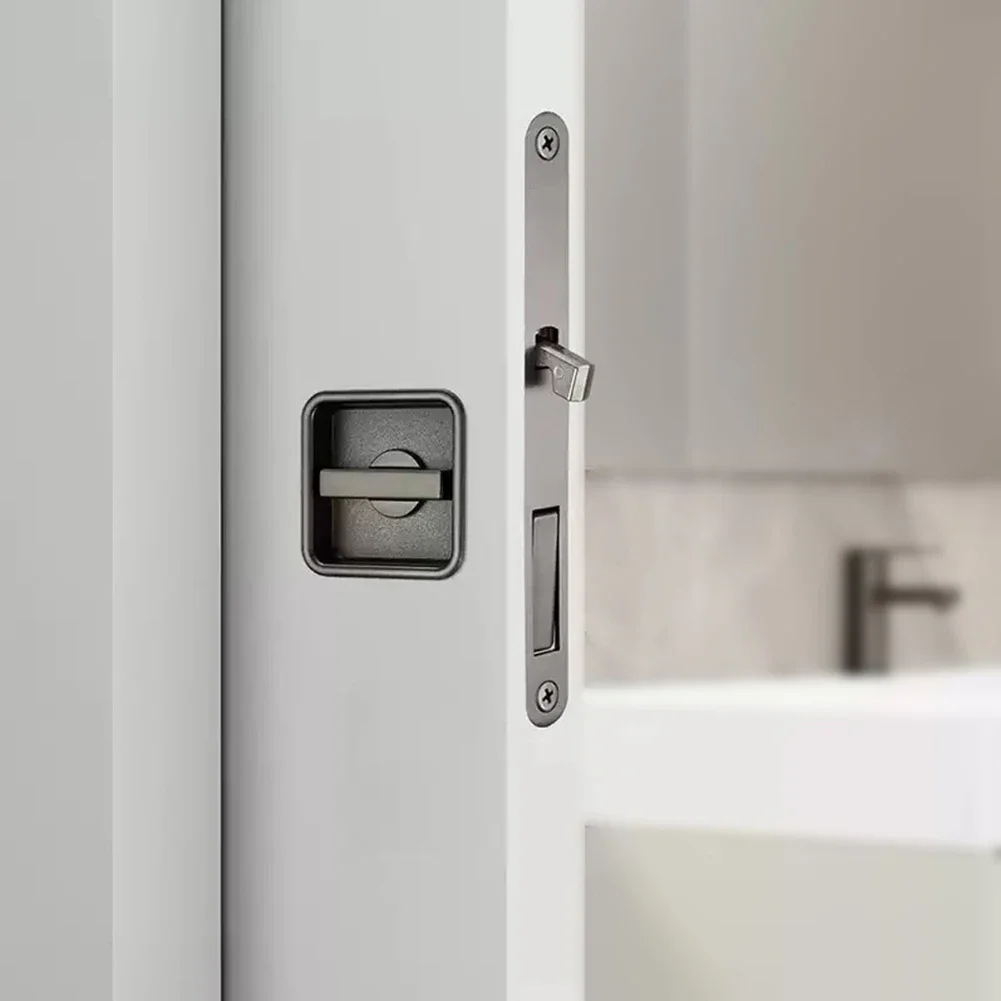 

Square Sliding Door Lock Bedroom Pocket Door Lock Invisible Recessed Balcony Sliding Door Lock Anti-Theft Safety Wood Gate Lock