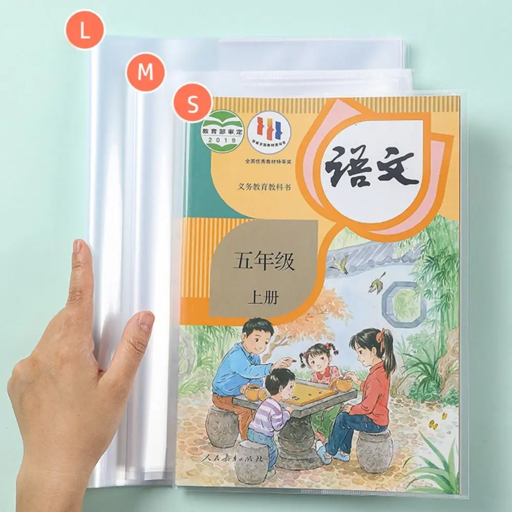 10 Buah/Set Kulit Buku Berperekat Pola Kotak-kotak Tahan Air S/M/L Lengan Buku Transparan Kertas Pembungkus Buku Siswa