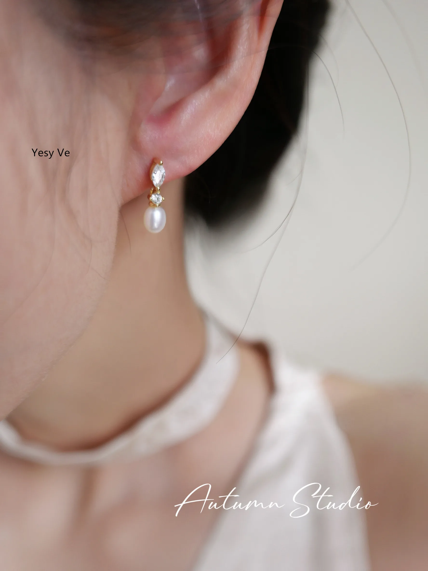 Yesy Ve Women 925 Silver Selected Quality Natural Pearls Earrings Exquisite Mini Daily Life Stud Earrings New Arrival