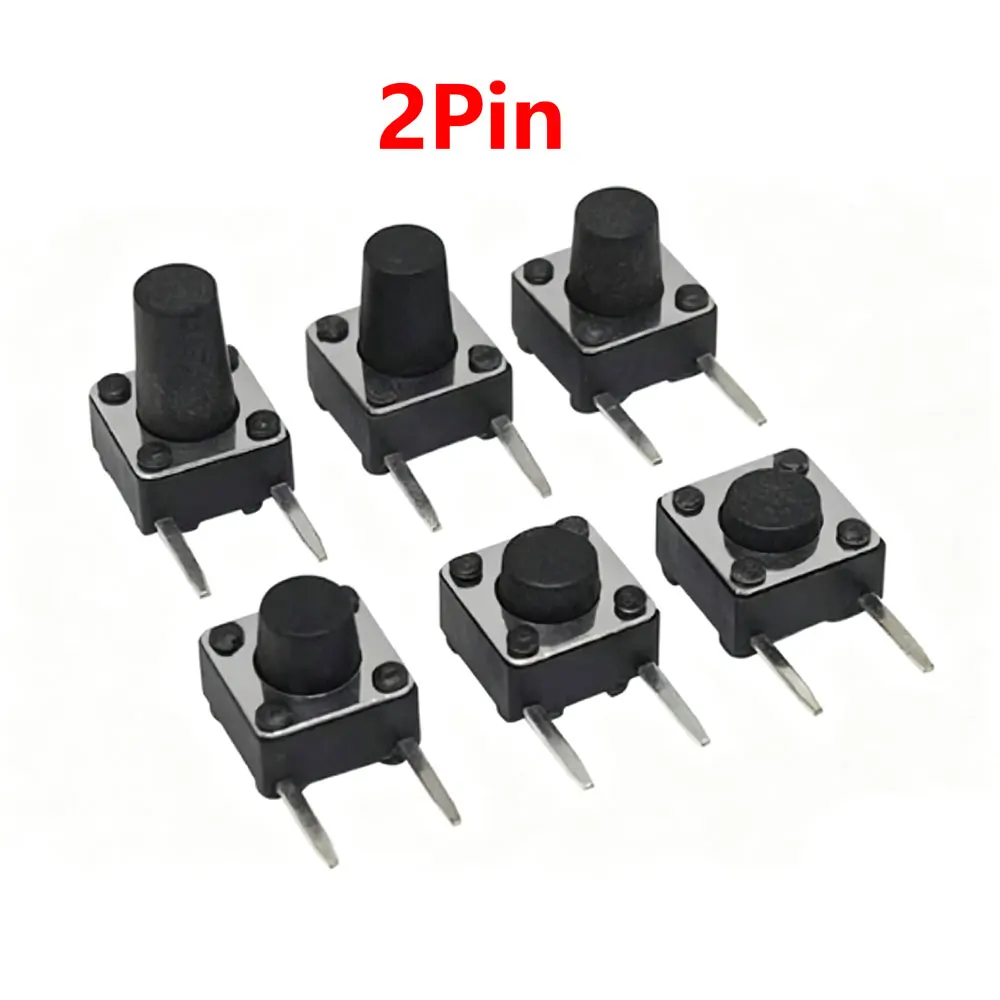 20pcs 6x6(Side 2-Pin )Tact Switch 6*6*4.3/4.5/5/5.3/5.5/6/7/8/9/10mm DC12V/50mA Horizontal Type Micro Button Switch