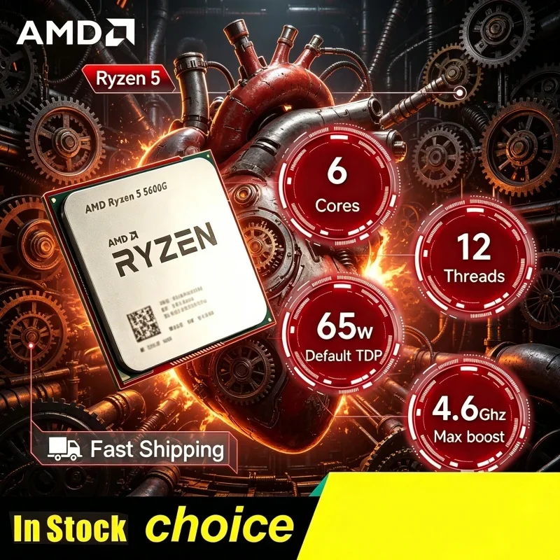 

Opalescent Unrestricted AMD Desktop Gaming CPU Ryzen 5 5600G R5 5600G 6 Core 12 Thread 4.4GHz AM4 Socket Without Package