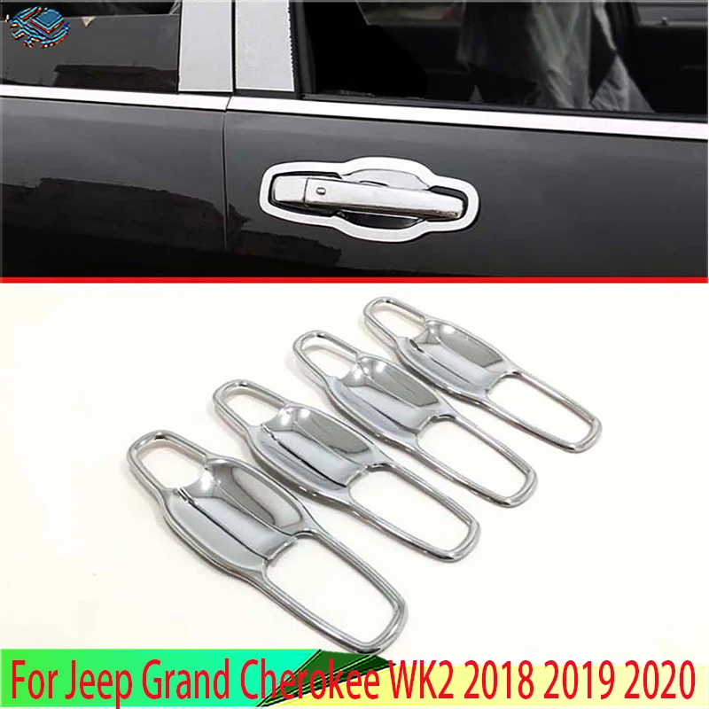 

Для Jeep Grand Cherokee WK2 2018-2020 аксессуары для стайлинга автомобилей ABS хромированная дверная ручка чаша крышка чашка полость отделка вставка фиксатор