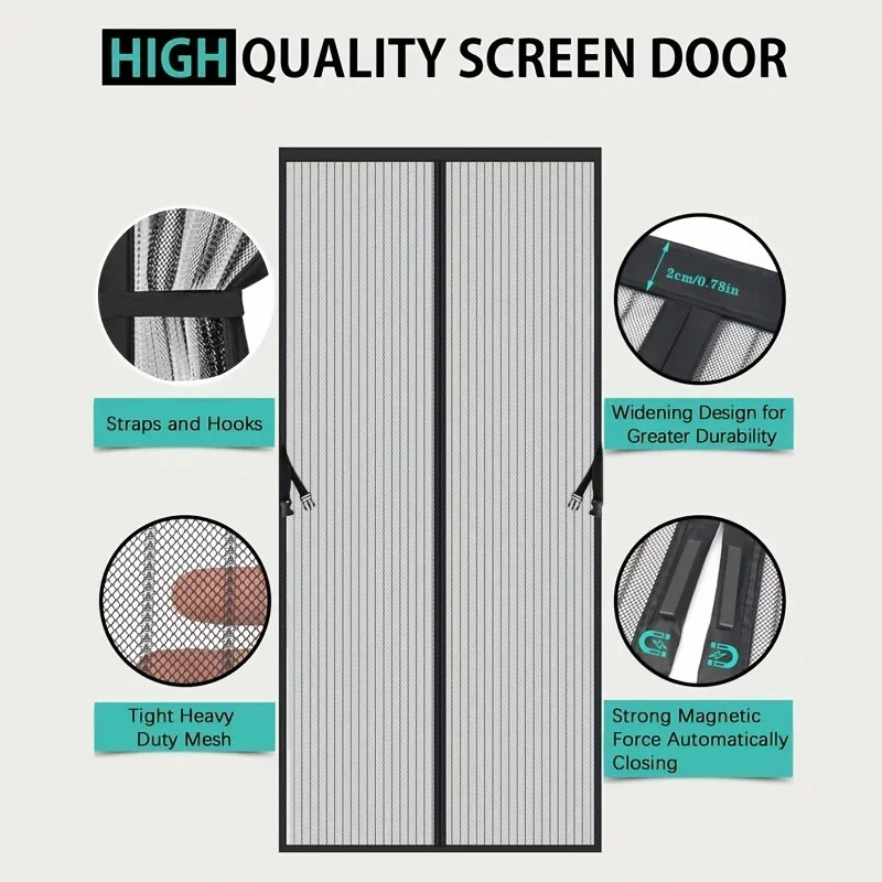 Summer Magnetic Door Curtain Handmade Striped Storage Tabs Soft Mesh Washable Polyester No Drill Living Room Bedroom Kitchen