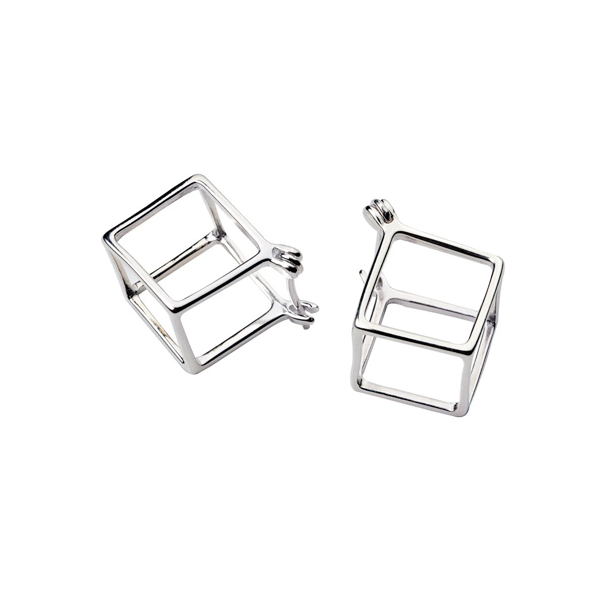 Modian New Design Geometric 3D Square Cube Stud Earrings for Women Authentic 925 Sterling Silver Stylish Minimalism Jewelry Gift