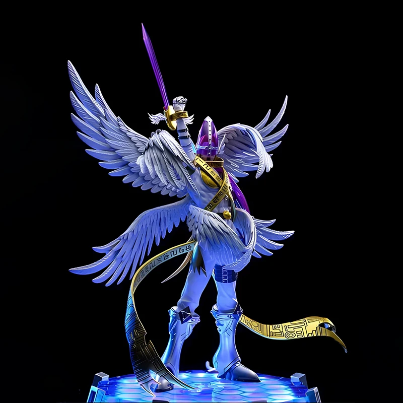 25cm Anime Digimon Adventure Figures Angemon Figurine With Light Special Effects Figure Pvc Model Collection Car Decora Toy Gift