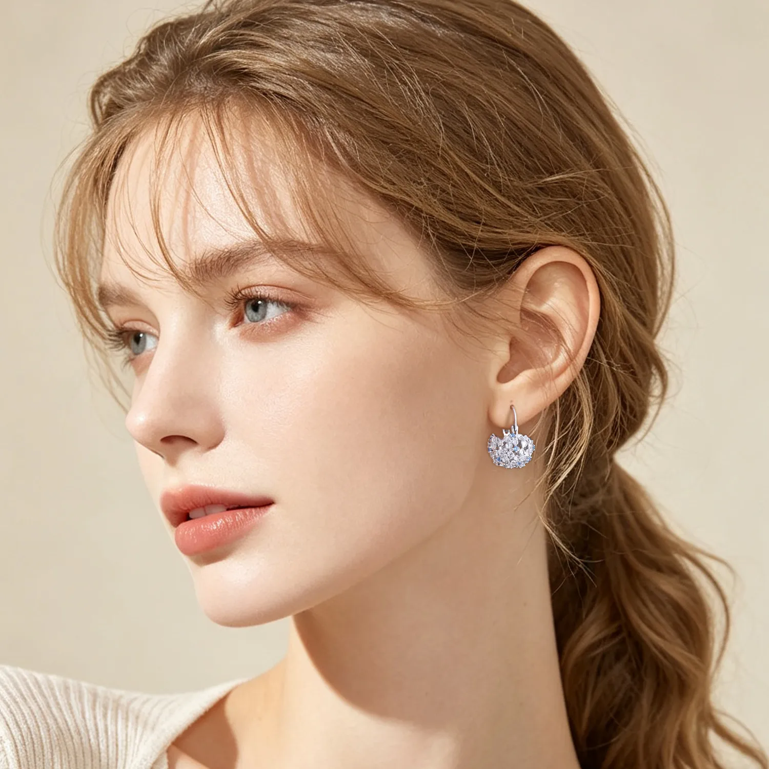 Orstarry 925 Sterling Silver Blue Zircon Hydrangea Flower Drop Earrings Women Earrings Trendy Party Jewelry Anniversary Gifts