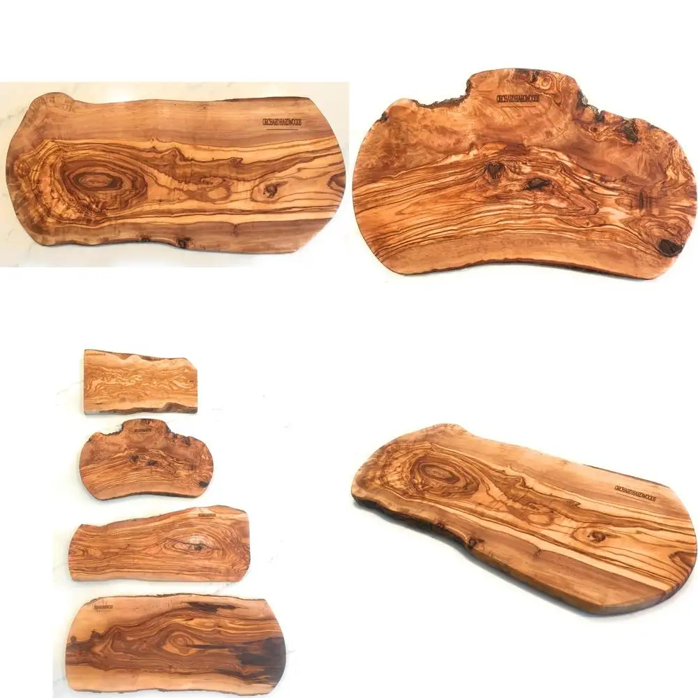 

Handcrafted Rustic Olive Wood Bark Edge Charcuterie Board for Cutting, Chopping, Serving - Wooden Slab, Cheese Board, Kitchen De