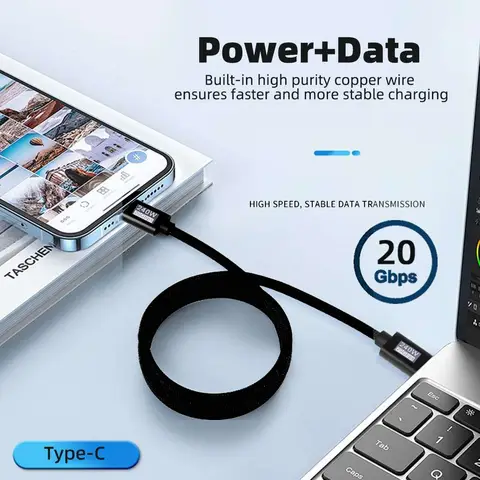 USB 3.2 20 Gbps 48V 5A 240W USB C till Typ-C 3.2 Gen2-kabel Dataöverföring USB C SSD-hårddiskkabel 4K 60Hz QC 3.0 snabbladdning 10 best sales generation 2 - №1