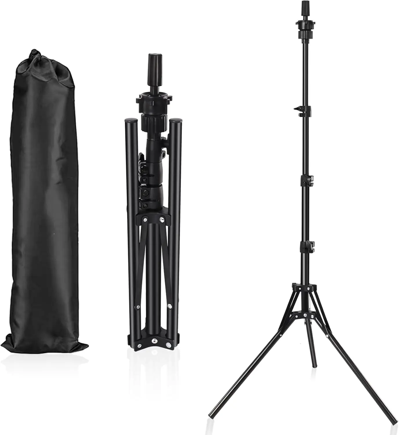 

Mannequin Head Stand, Upgrade Foldable Wig Stand Tripod for Cosmetology Hairdressing Training, Metal Adjustable Wig Head Stand