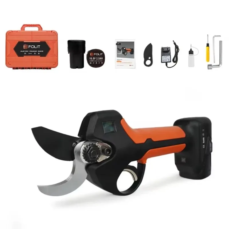 

New Professional power garden tools factory 32mm progressive cutting finger protection electric pruner cordless pruning shear