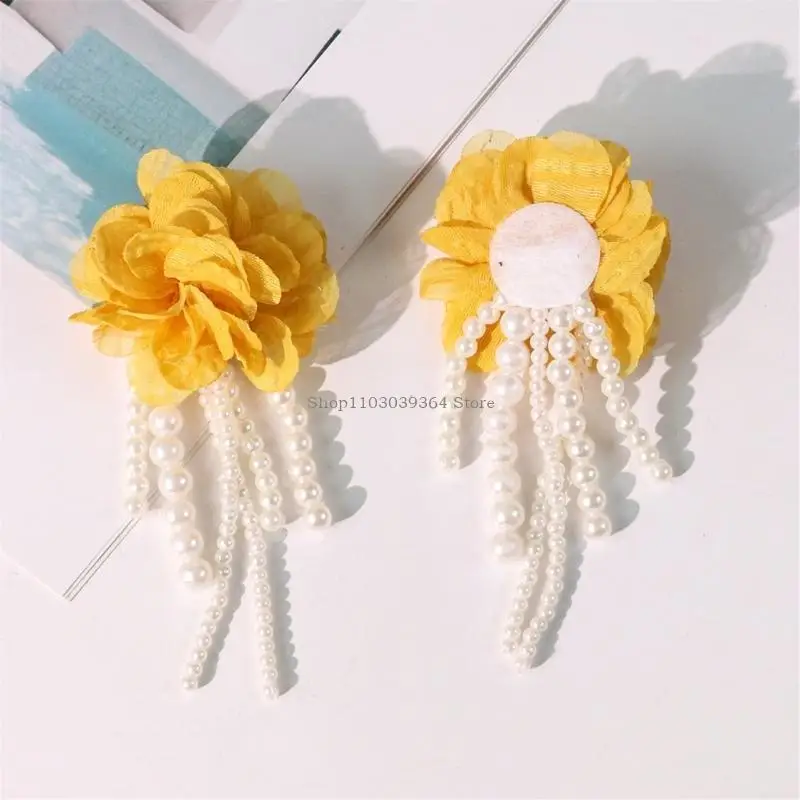 Pearls Cadena Apliques Apliques flores coser Broche artístico para artesanías