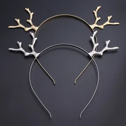 1pcs Adult Children Metal Christmas Reindeer Antlers Headband Xmas Hair Band Deer Horn Hairband Holiday Party Cosplay