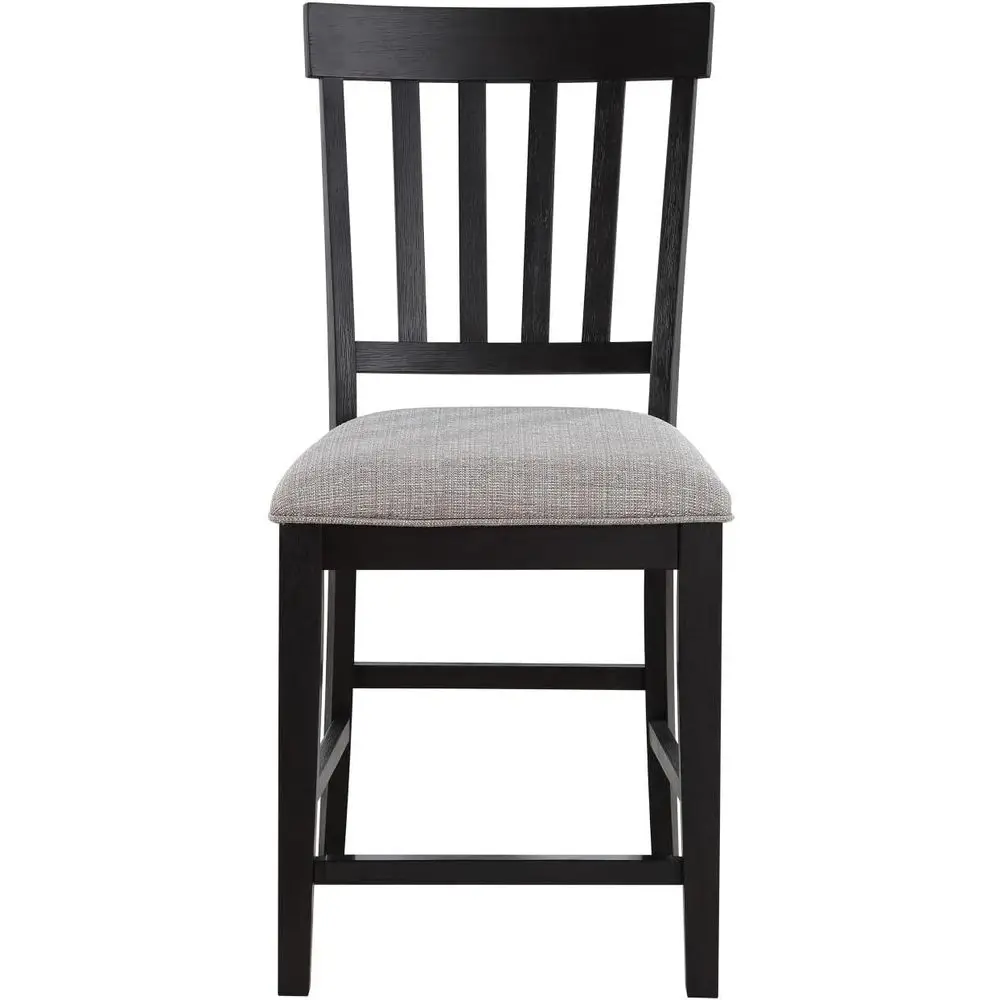 

Upholstered Counter Chairs Set of 2 with Footrest, Schoolhouse Style, Solid Wood Legs, Ebony Finish, Brown