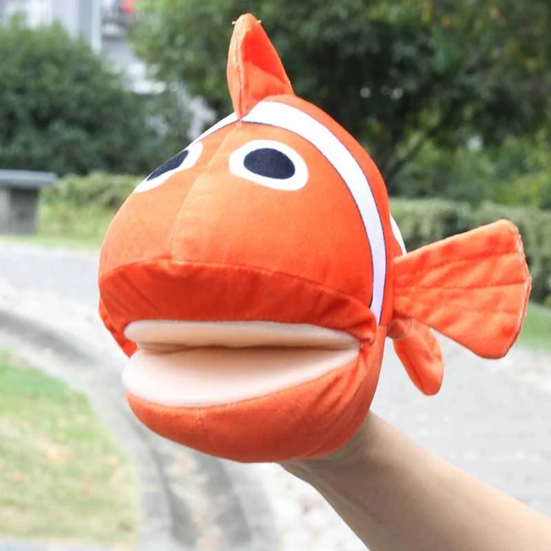 Marionnette à main dessin animé poisson pour poupée, marionnette à doigt en peluche pour poupée pour les parents en bas âge